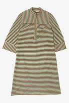 Vintage Beige And Green Striped Dress (1970s)