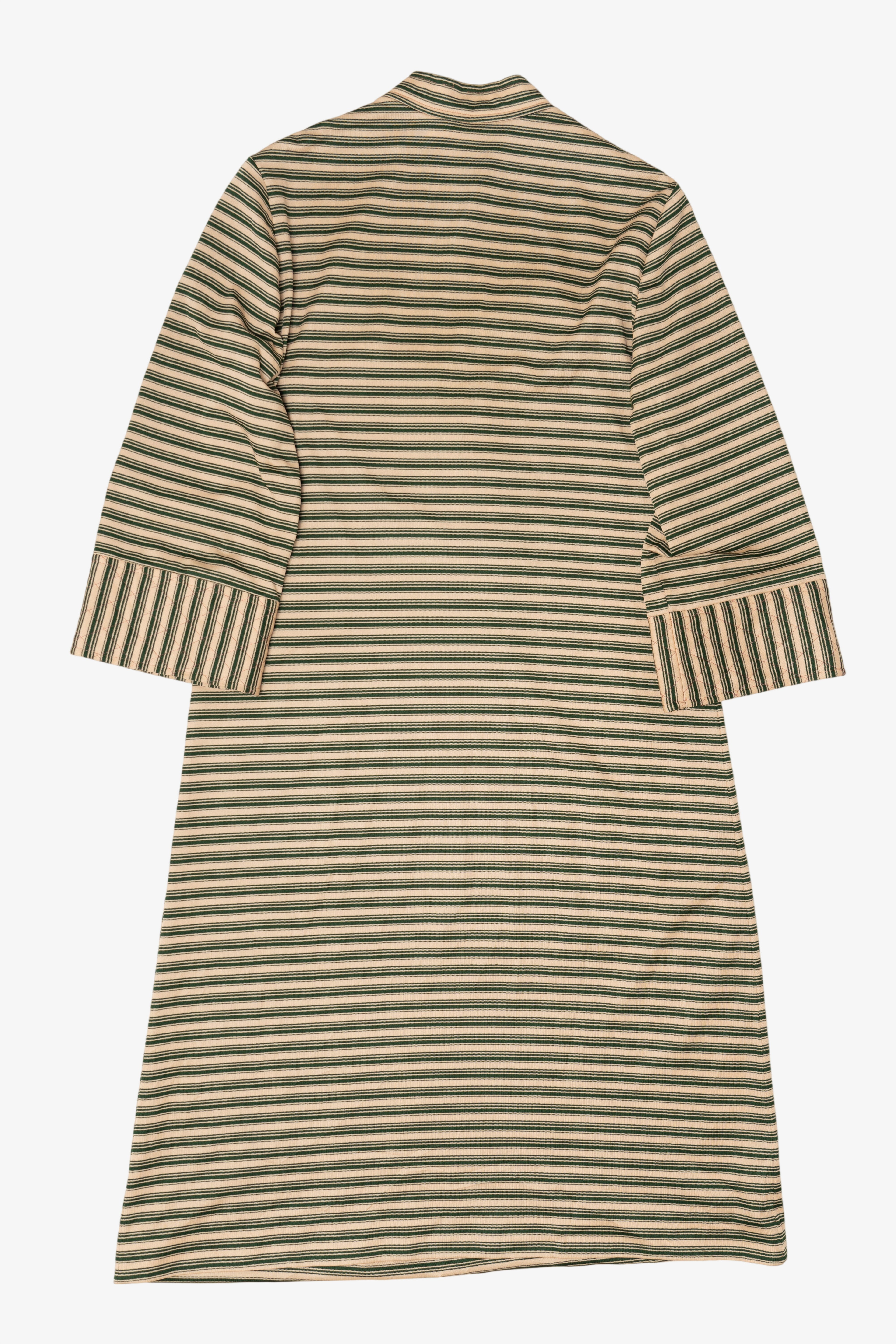 Vintage Beige And Green Striped Dress (1970s)