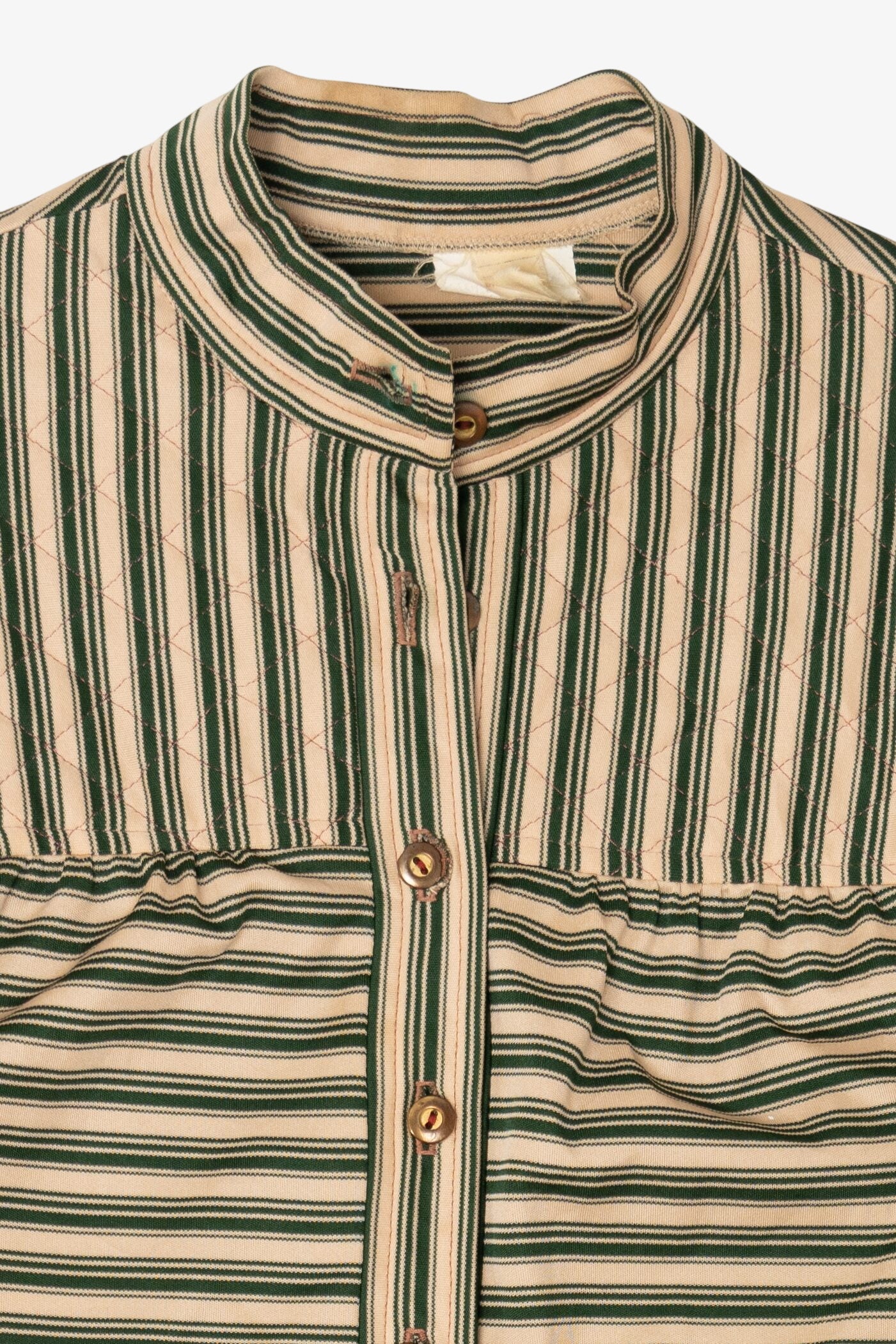 Vintage Beige And Green Striped Dress (1970s)