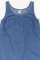 Vintage Floral Embroidered Fringe Denim Dress (1990s)