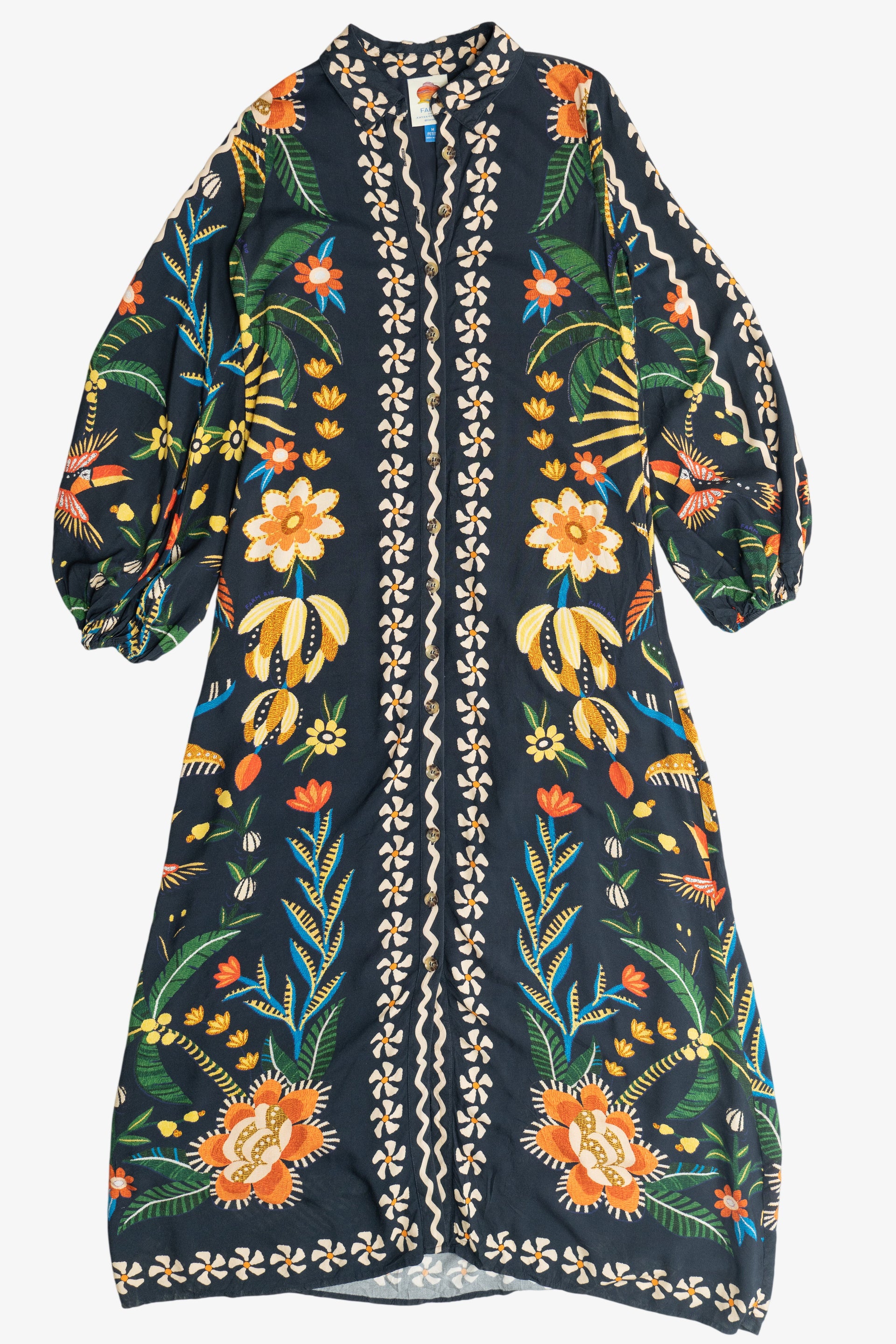 Farm Rio x Anthropologie Long Sleeve Button Front Maxi Dress
