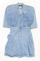 Vintage T. Anthony Jeweled Denim Romper (1980s)