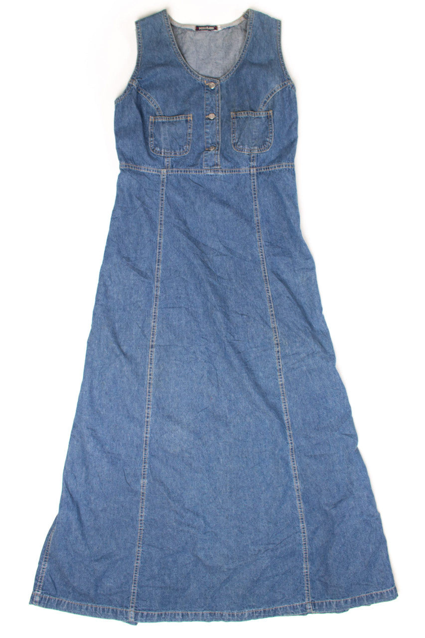 Vintage Button Top Denim Maxi Dress