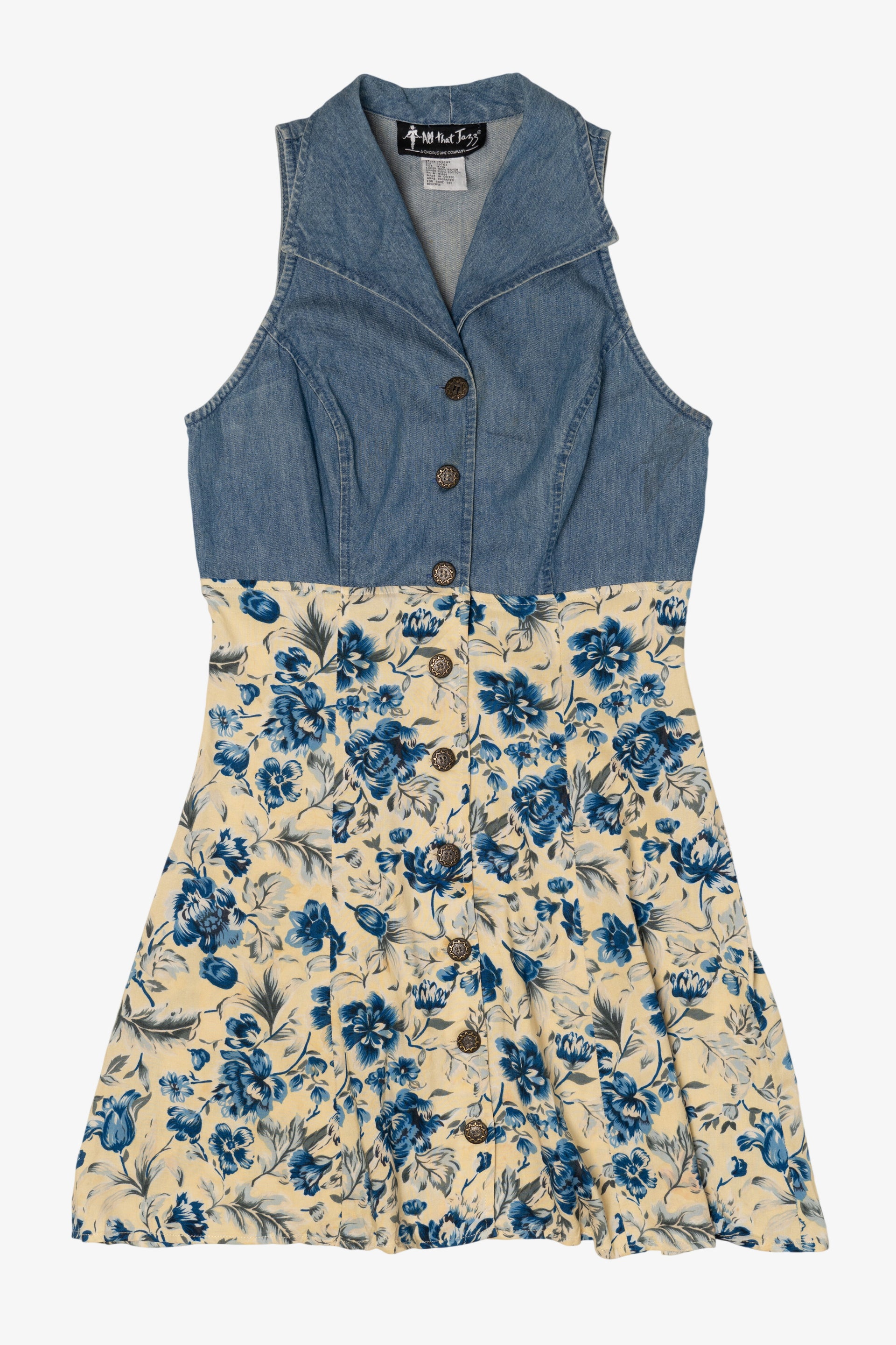 all that jazz vintage dress Denim And Floral (1990s) Brown Plus Size Dresses Trouser Inseam:W32 L28 Buy Vintage 90s Y2K child:Ethereal Sequins Black