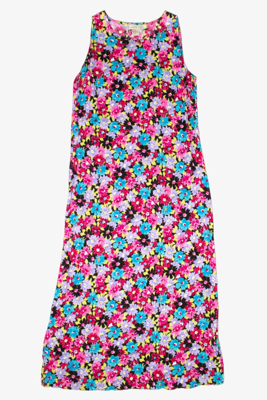 Vintage Watercolor Floral Sleeveless Dress