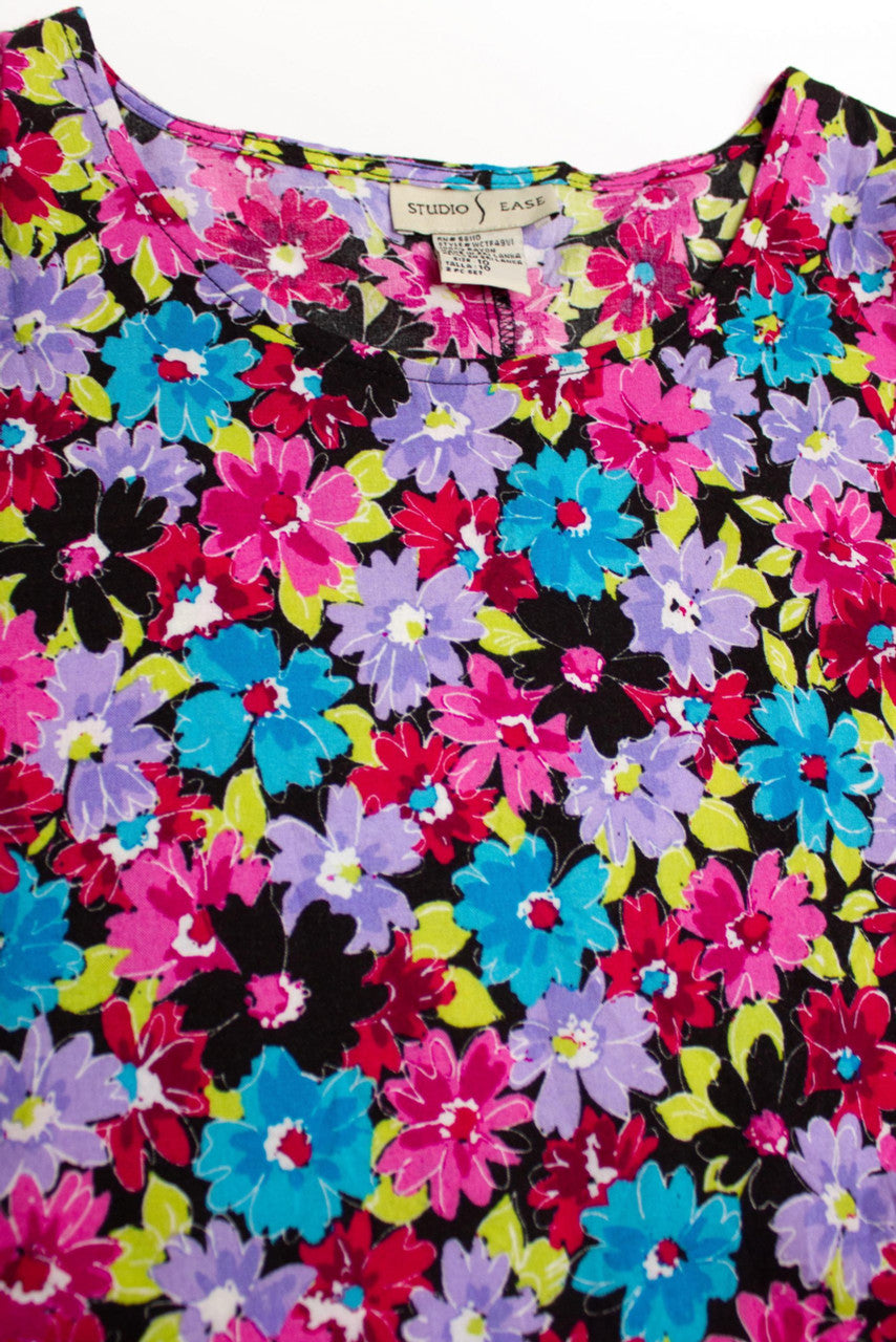Vintage Watercolor Floral Sleeveless Dress