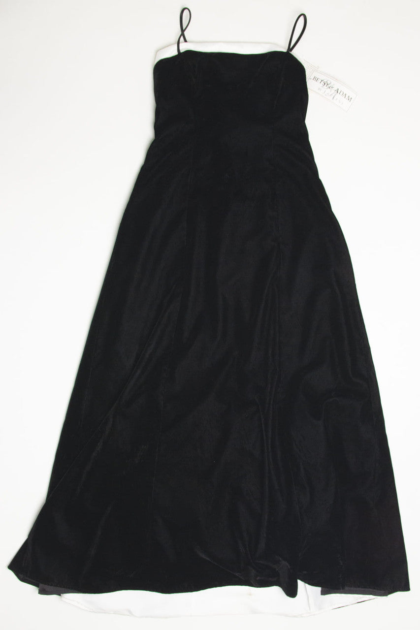 Deadstock Black Velvet Prom Dress (sz. 12)