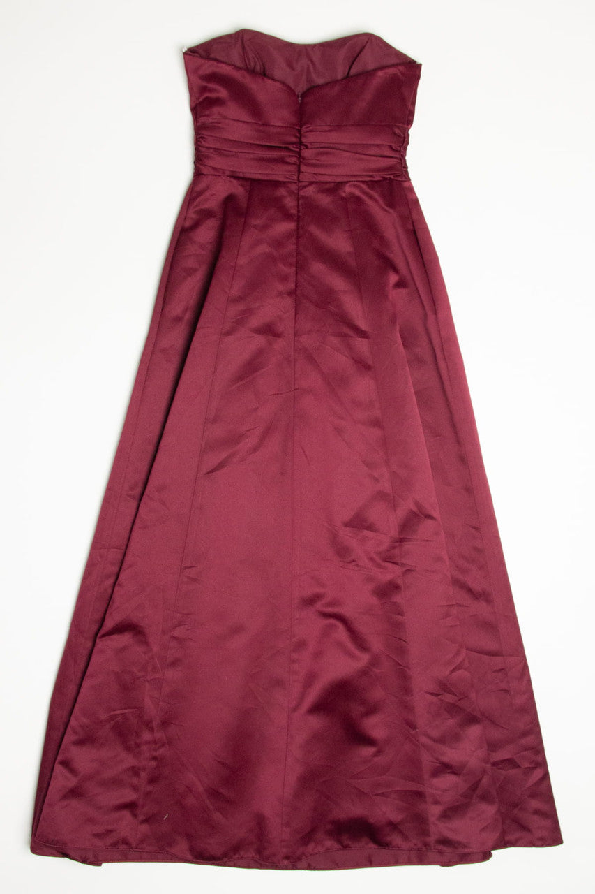Burgundy Pleated Top Prom Dress (sz. 2)