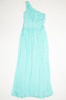 Aqua One Shoulder Chiffon Prom Dress (sz. 6)
