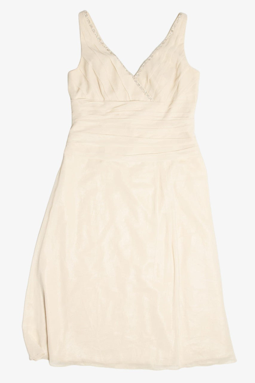 Beaded Shimmering Deep V Neck Ruched Dress (sz. 12)