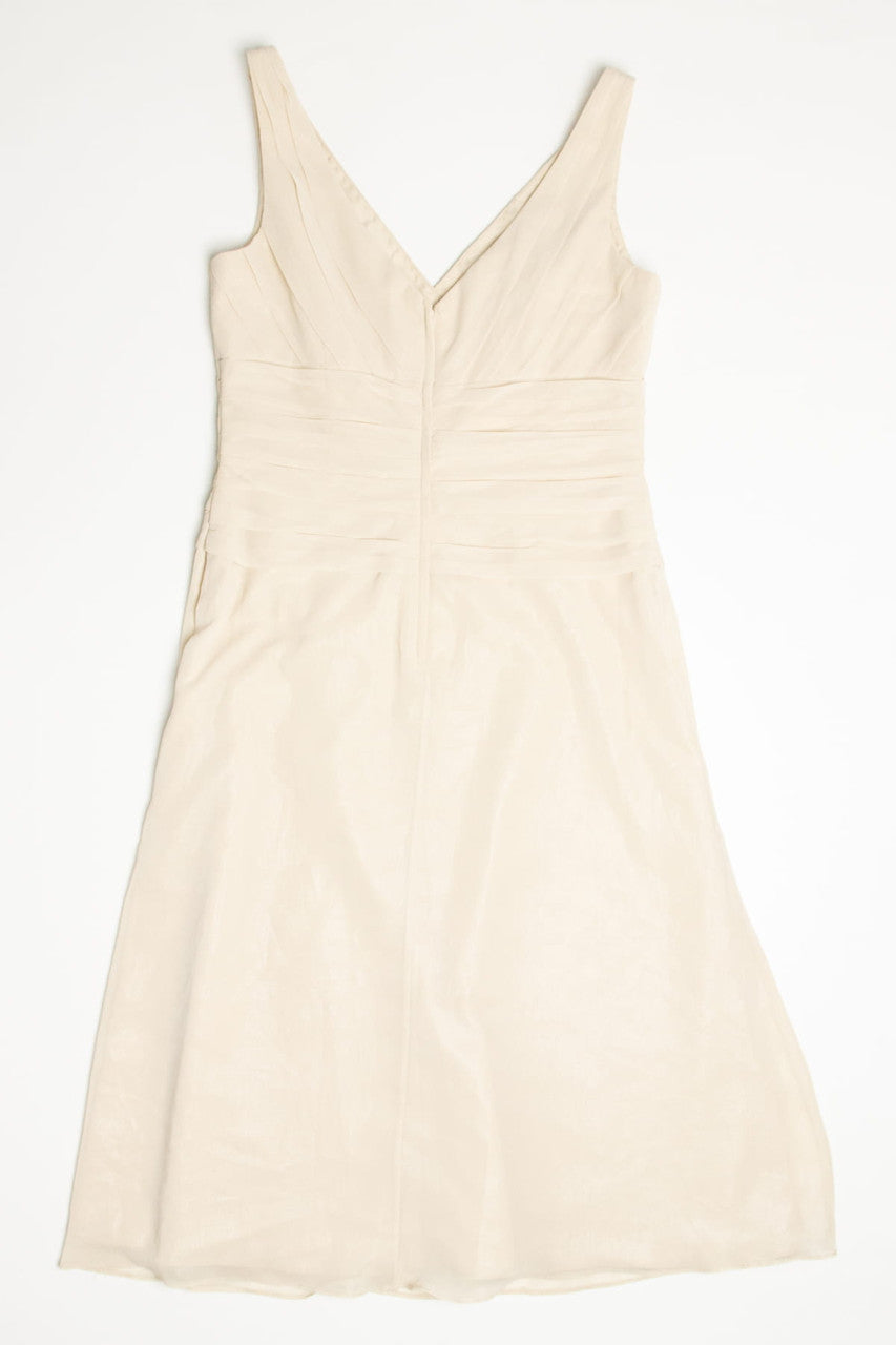 Beaded Shimmering Deep V Neck Ruched Dress (sz. 12)