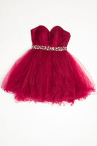 Crimson Jeweled Waist Tulle Dress (sz. 6)