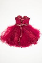 Crimson Jeweled Waist Tulle Dress (sz. 6)