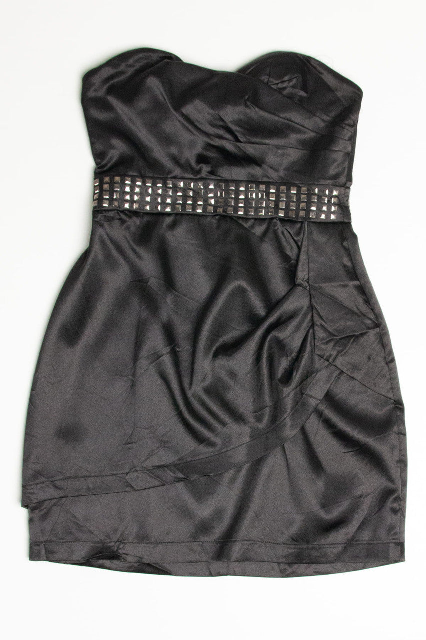 Black Studded Waist Mini Dress (sz. 5)