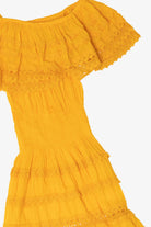 Vintage Yellow Mexican Peasant Lace Tiered Dress (1990s)