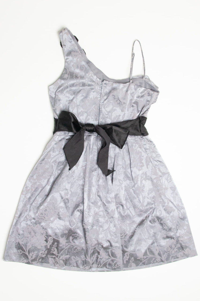 Silver Rosette Shoulder Party Dress (sz. 13)