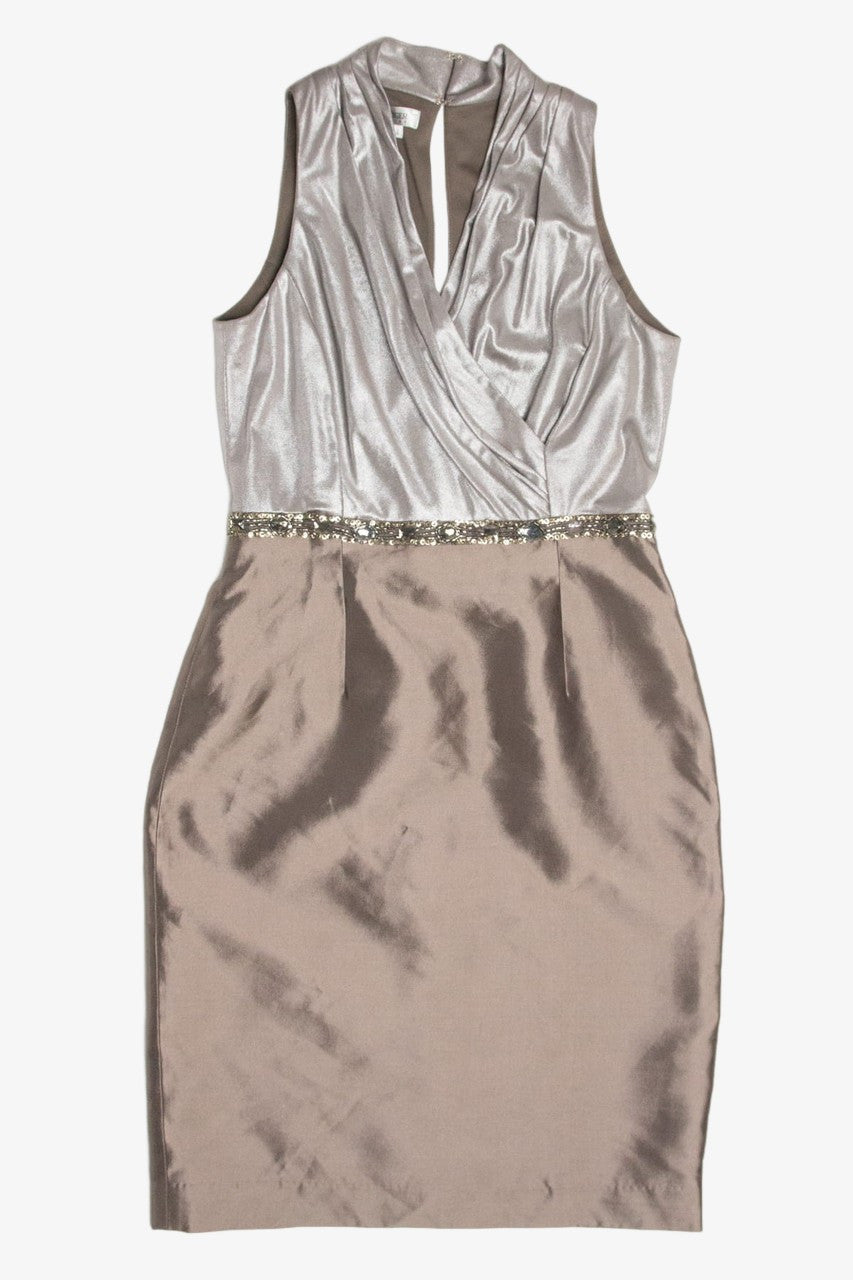 Beaded Silver Shimmer Kay Unger Party Dress (sz. 6)