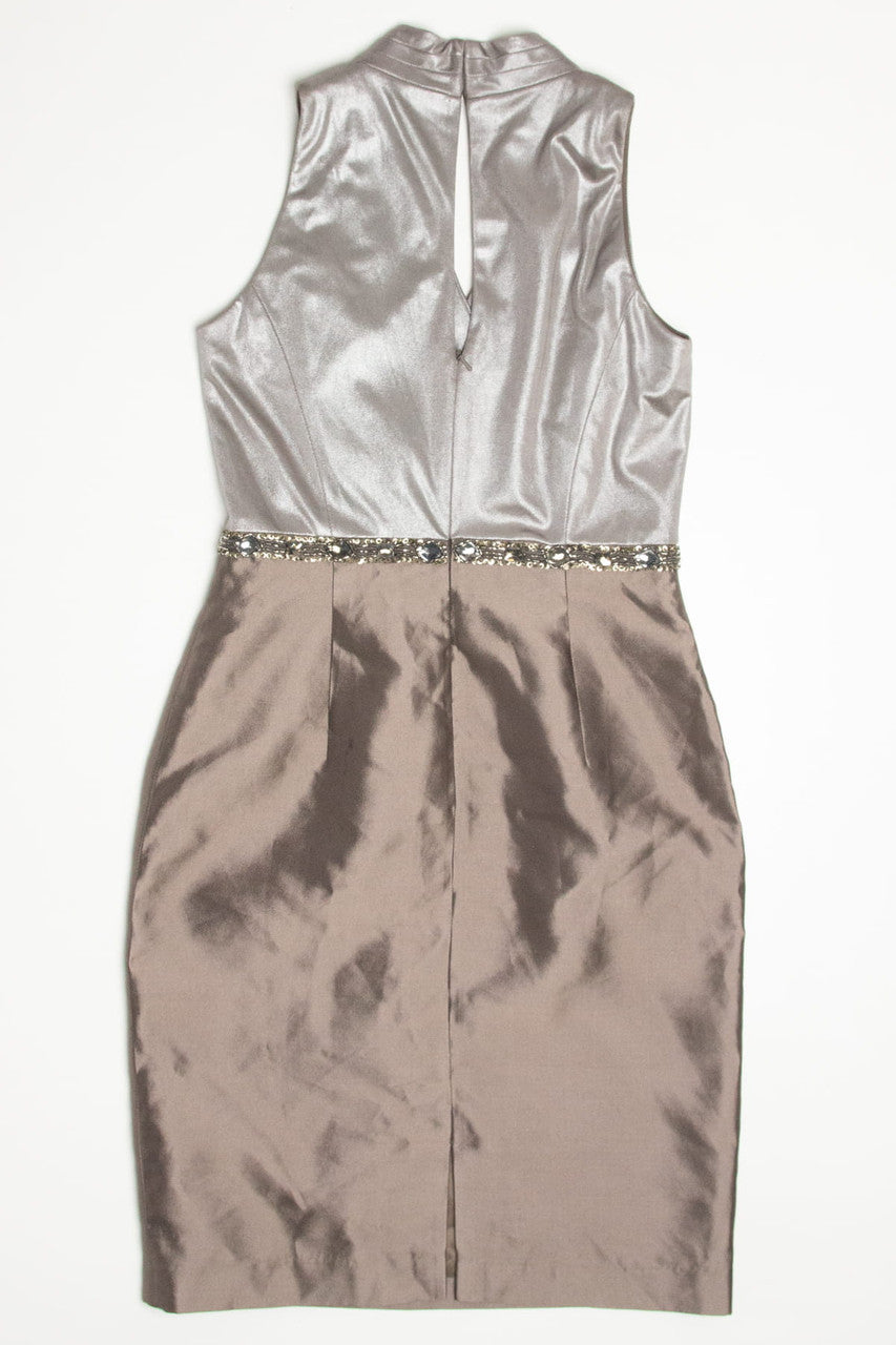 Beaded Silver Shimmer Kay Unger Party Dress (sz. 6)