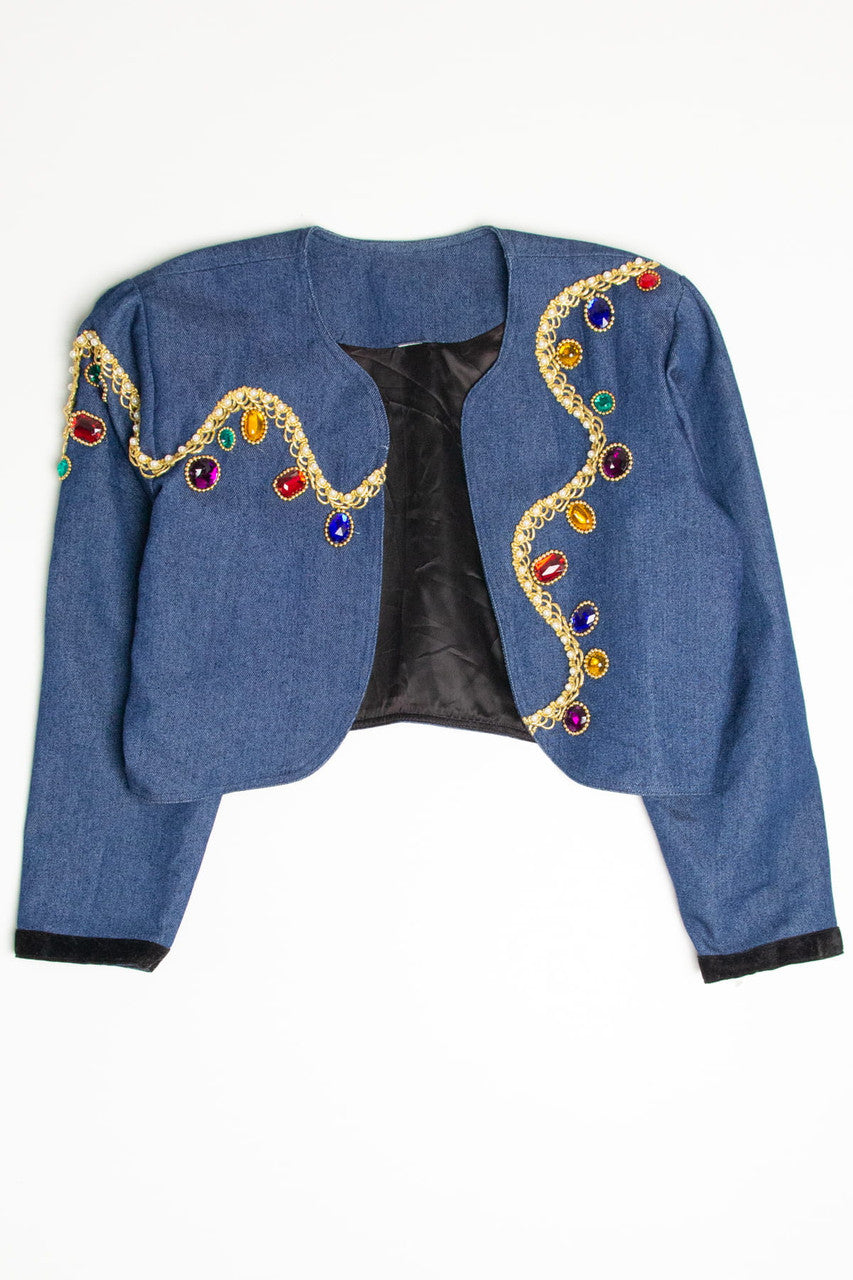 Vintage Jeweled Marcos Denim Dress (sz. 3-4)