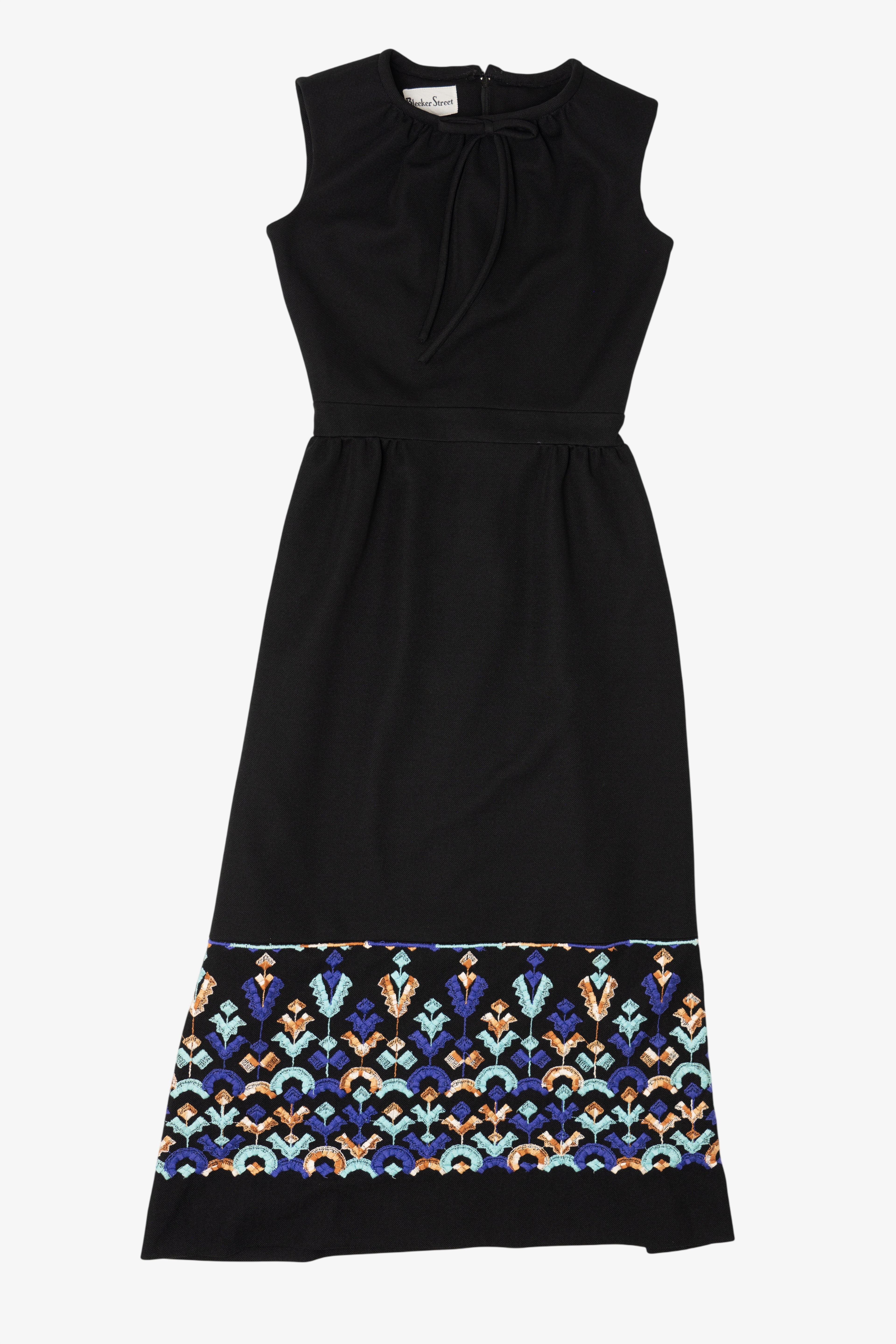 Vintage Black Embroidered Bleeker Street Dress (1970s)