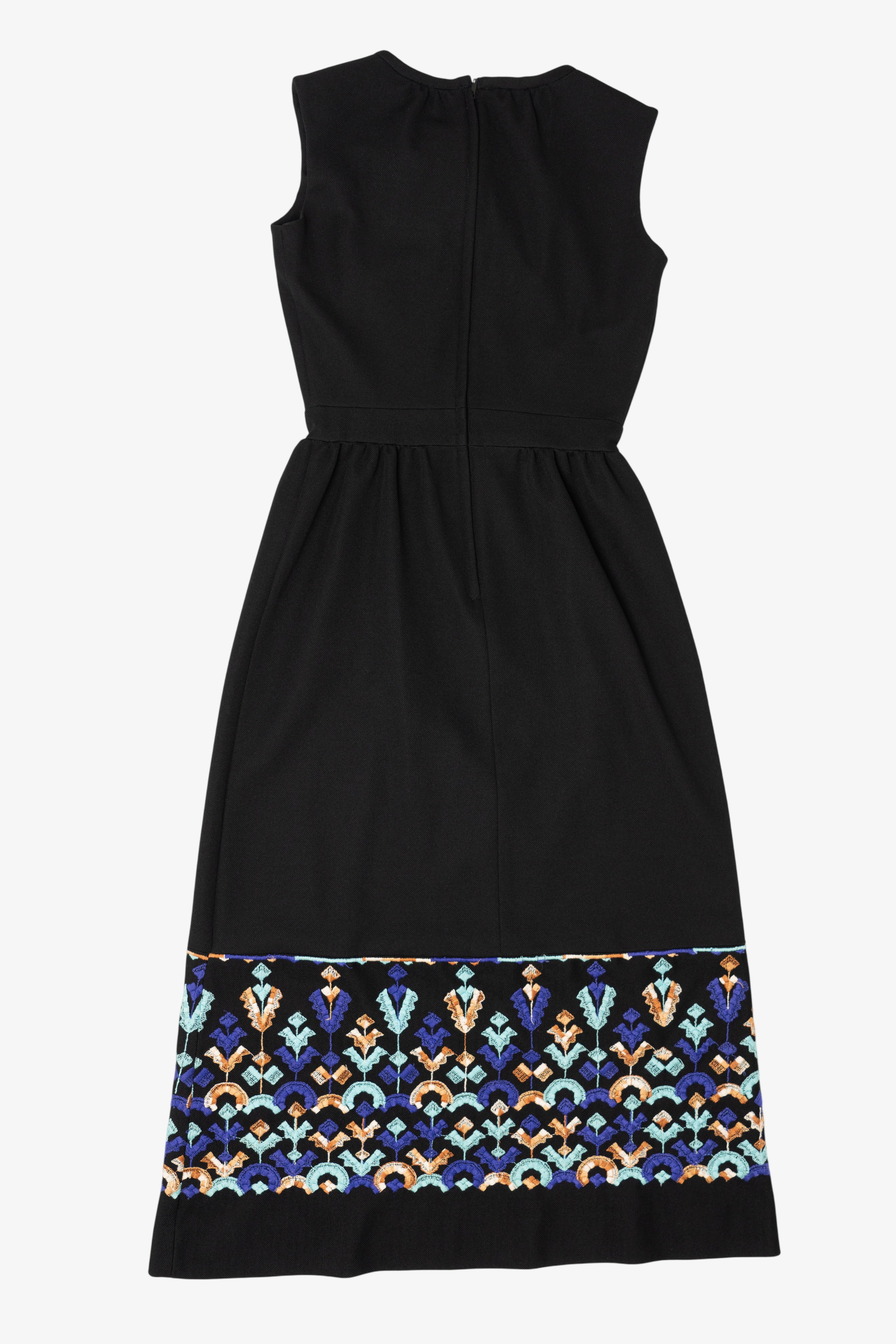 Vintage Black Embroidered Bleeker Street Dress (1970s)