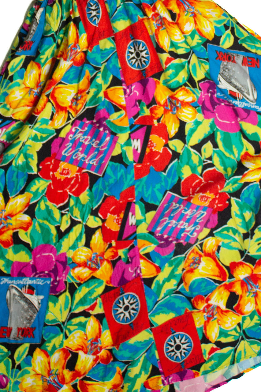 Vintage Travel World Floral Dress (sz. Medium)
