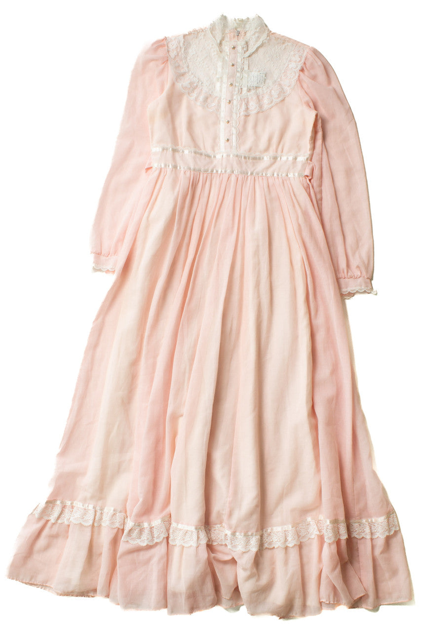 Vintage Pink Lace Gunne Sax Jeunes Filles Dress (1970s)