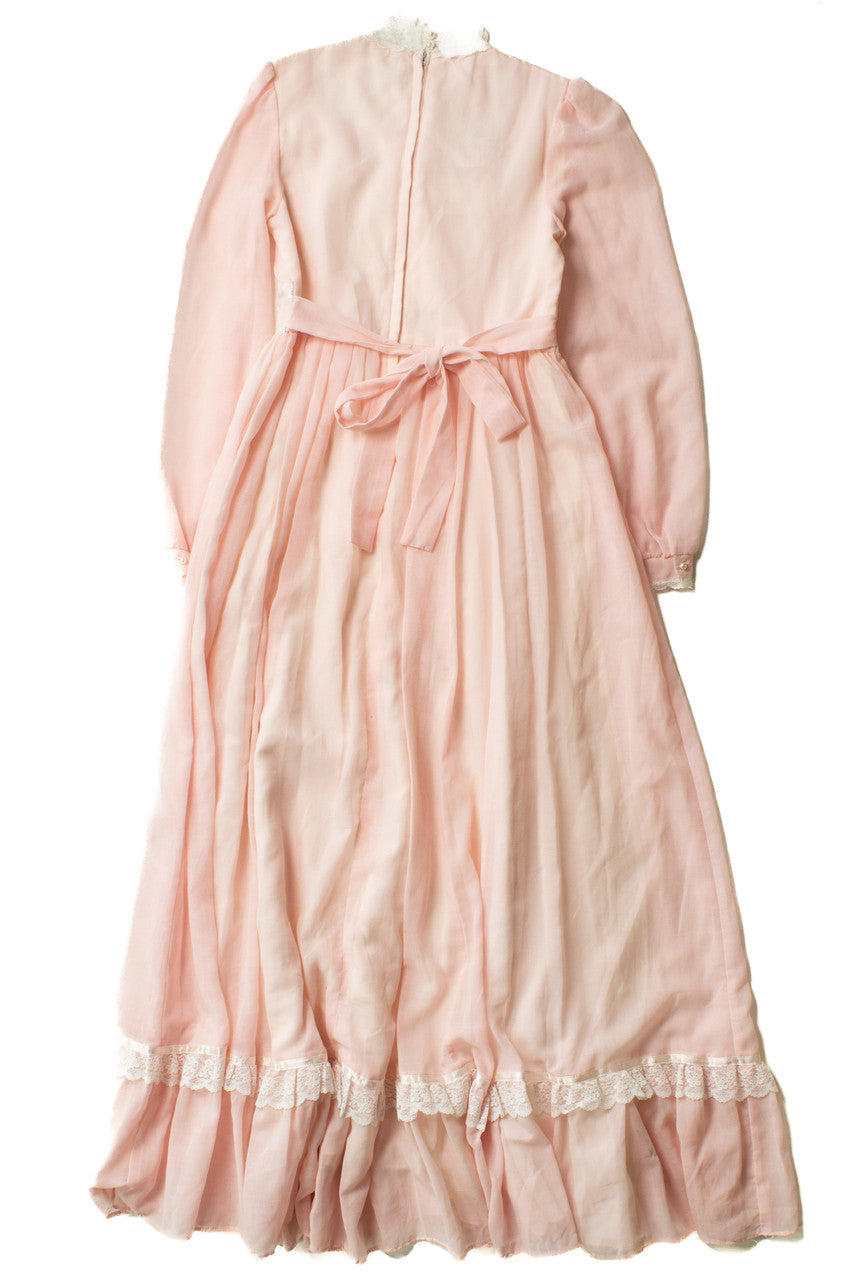 Vintage Pink Lace Gunne Sax Jeunes Filles Dress (1970s)