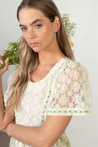 Vintage Wiggle Worm Lace Sleeve Prairie Dress (1970s)