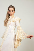 Vintage Lace Bell Sleeve Prairie Dress (1970s)