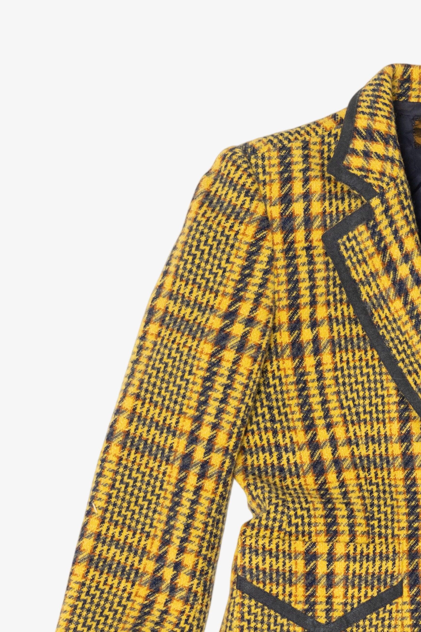 Vintage Yellow Plaid Houndstooth Torino Blazer And Matching Skirt (1980s)