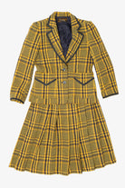 Vintage Yellow Plaid Houndstooth Torino Blazer And Matching Skirt (1980s)