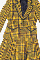 Vintage Yellow Plaid Houndstooth Torino Blazer And Matching Skirt (1980s)