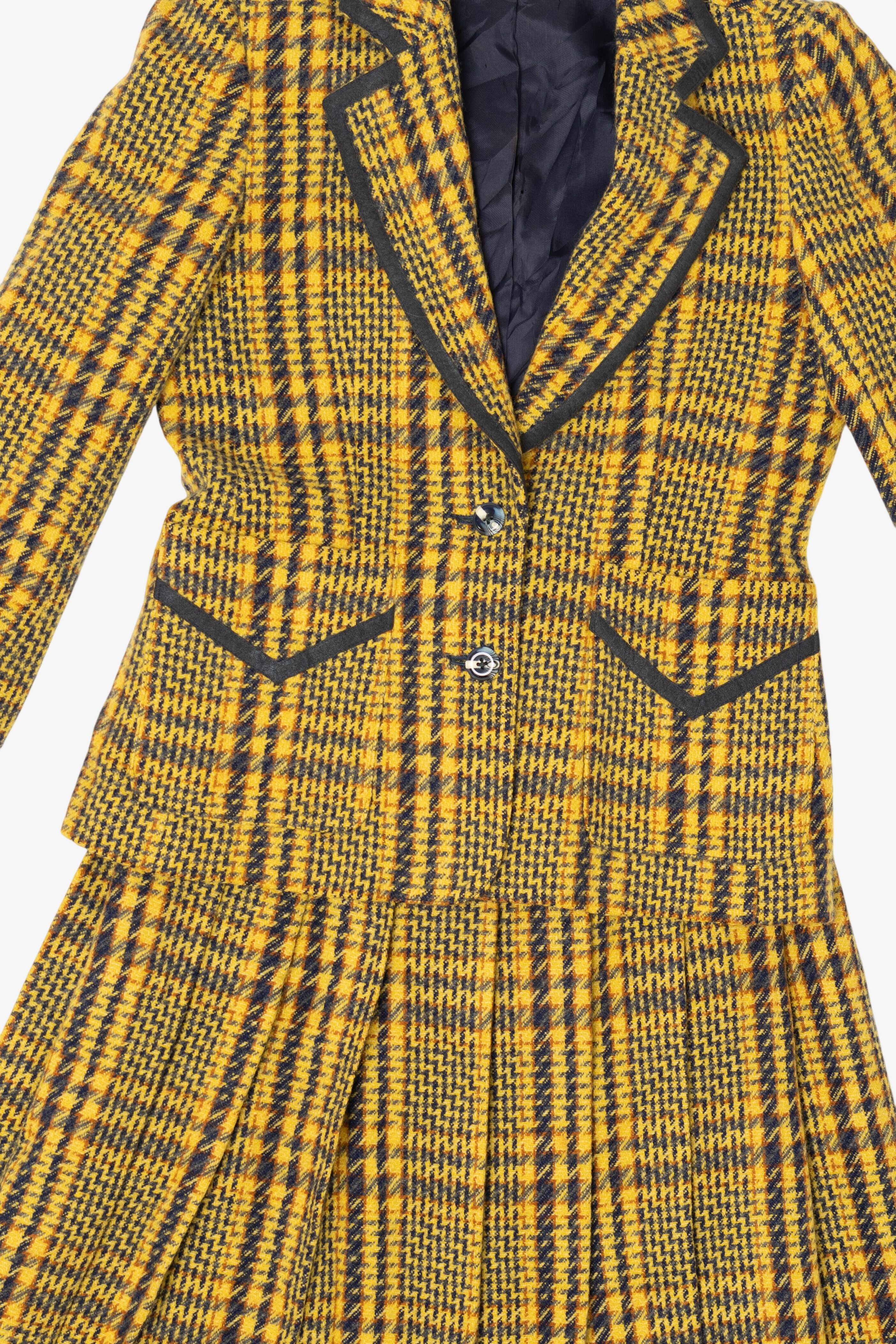 Vintage Yellow Plaid Houndstooth Torino Blazer And Matching Skirt (1980s)
