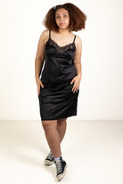 Vassarette Black Lace Slip Dress