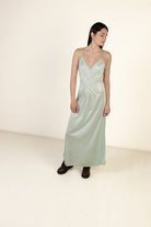 Vintage Mint Maxi Slip Dress (1970s)
