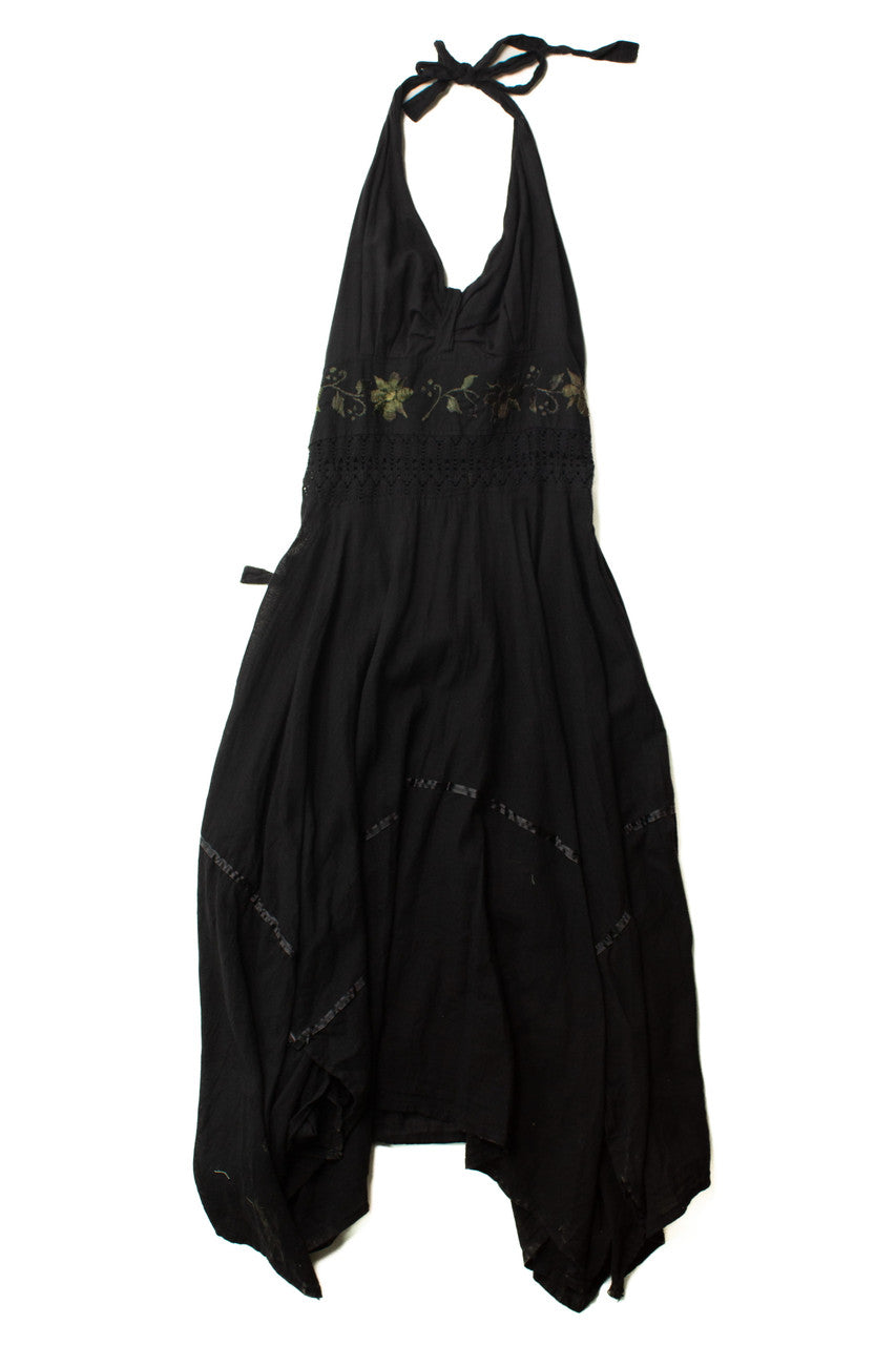 Vintage Tie Halter Dark Fairy Dress