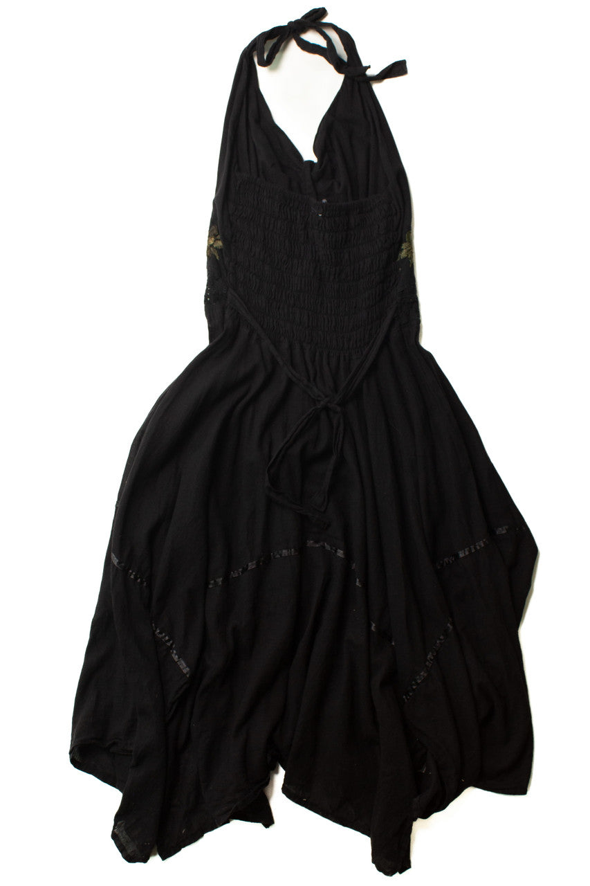 Vintage Tie Halter Dark Fairy Dress