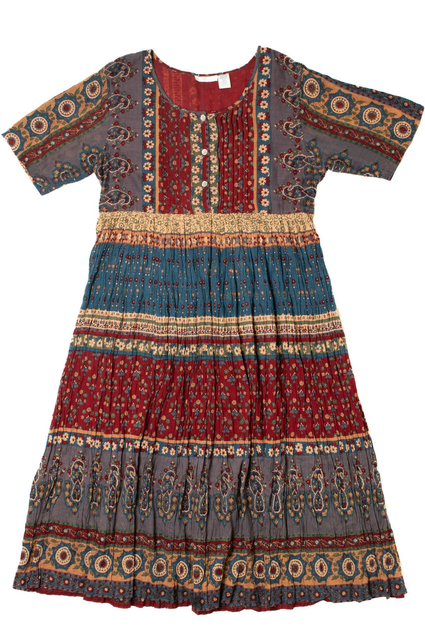 Vintage La Cora Flowy Cornflower Tie-Back Dress