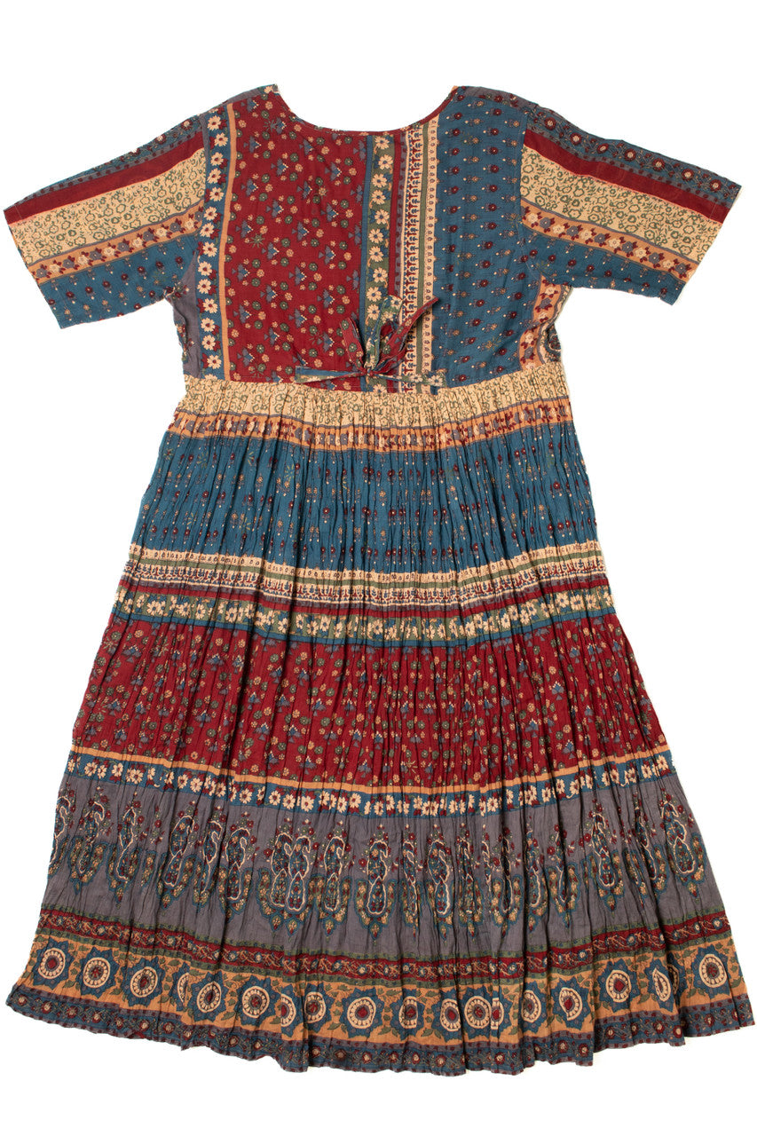 Vintage La Cora Flowy Cornflower Tie-Back Dress