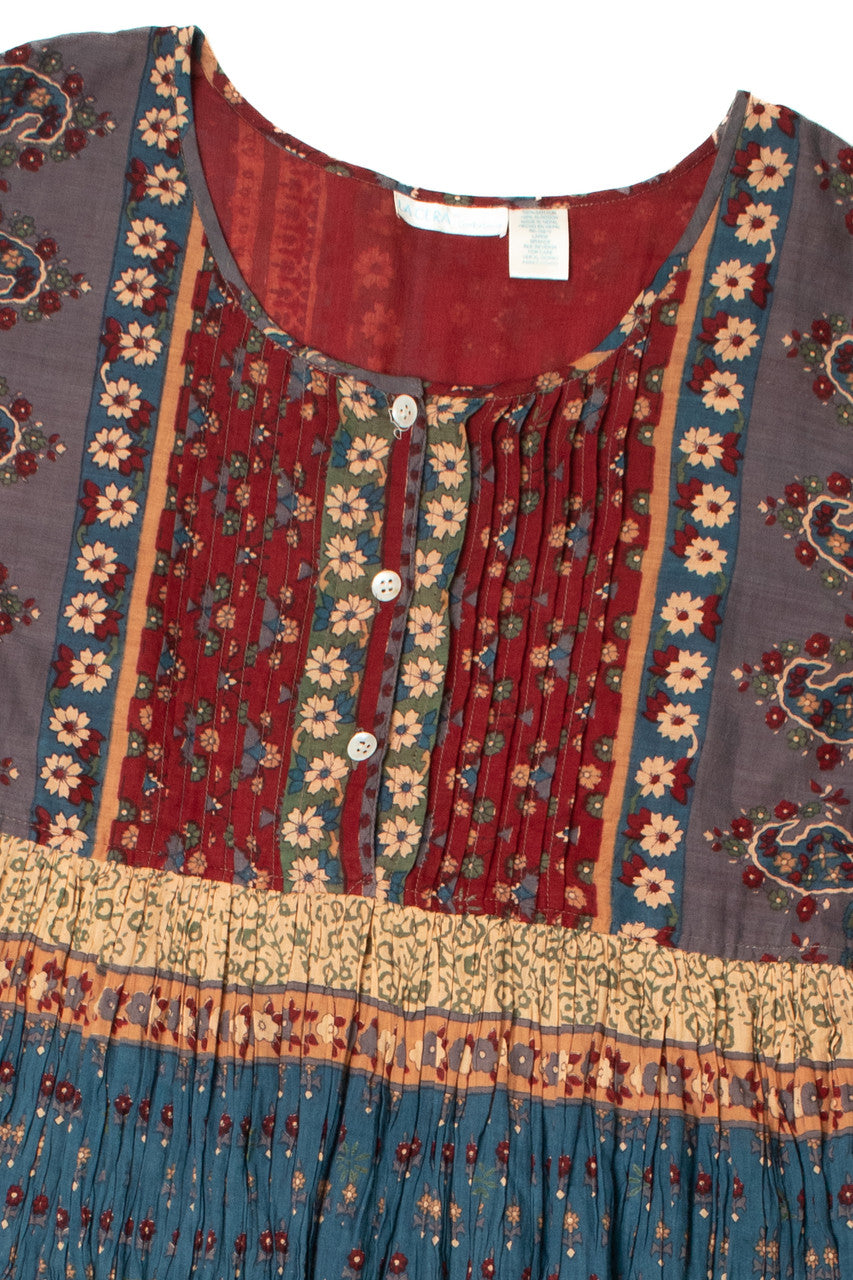 Vintage La Cora Flowy Cornflower Tie-Back Dress