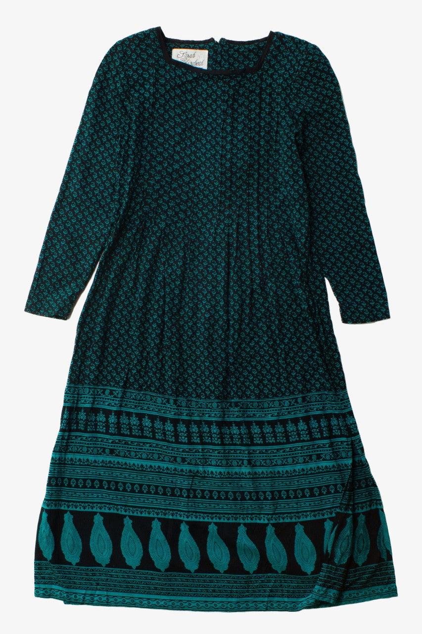 Vintage Sarah Elizabeth Green Hippie Dress (1990s)