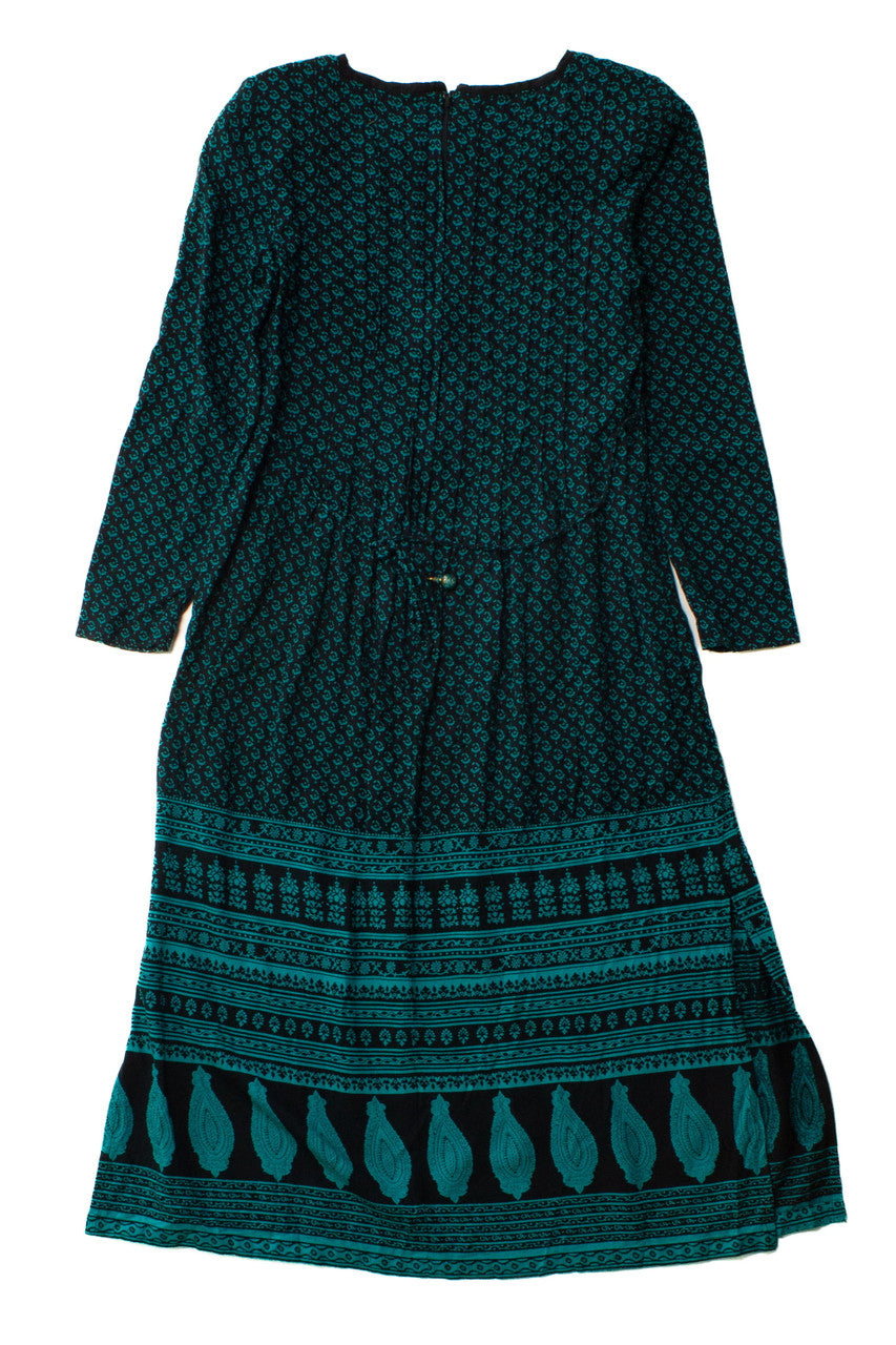 Vintage Sarah Elizabeth Green Hippie Dress (1990s)