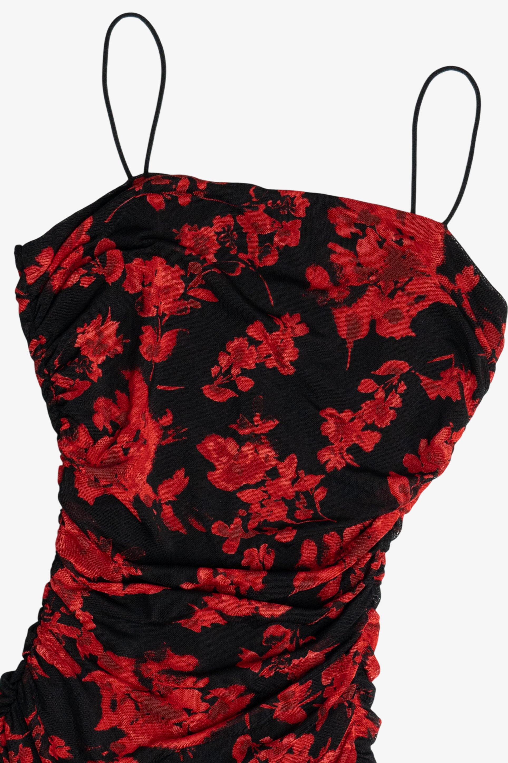 Floral Ruched Bodycon Mini Dress (2020s)