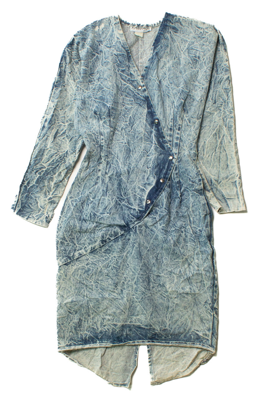 Vintage Rampage Acid Wash Denim Dress (1980s)
