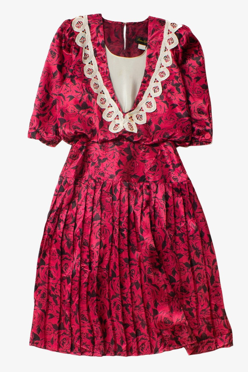 Vintage Positive Influence Metallic Floral Dress (1980s)