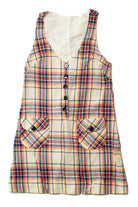 Vintage Fritzi White Plaid Pinafore Dress (1980s)