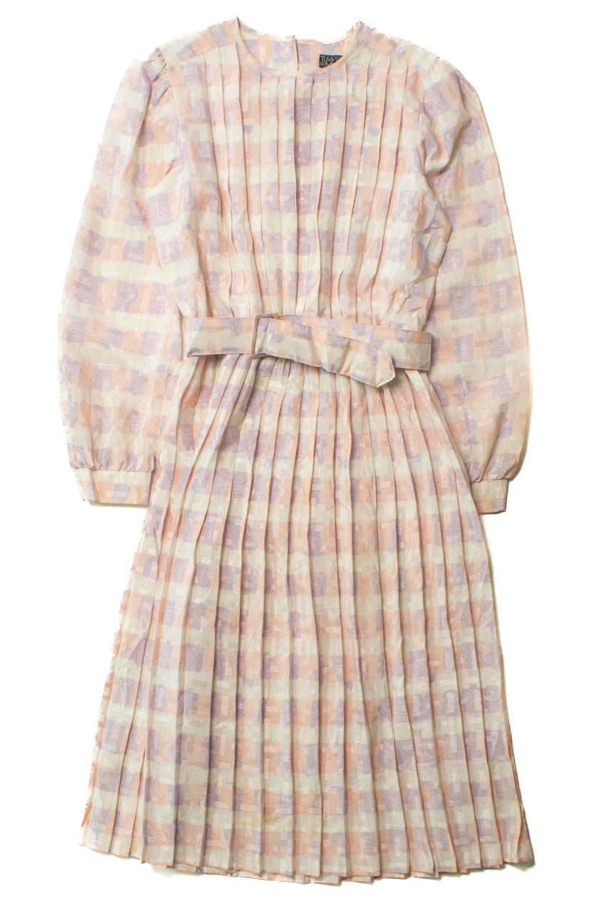 Vintage Lisa Michaels Pink Pleated Dress (1980s)