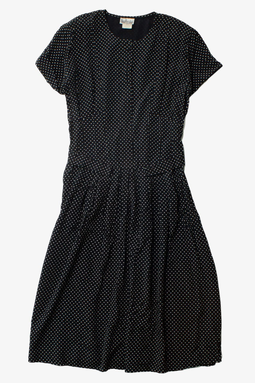 Vintage Nina Piccalino Black Polka Dot Dress (1990s)