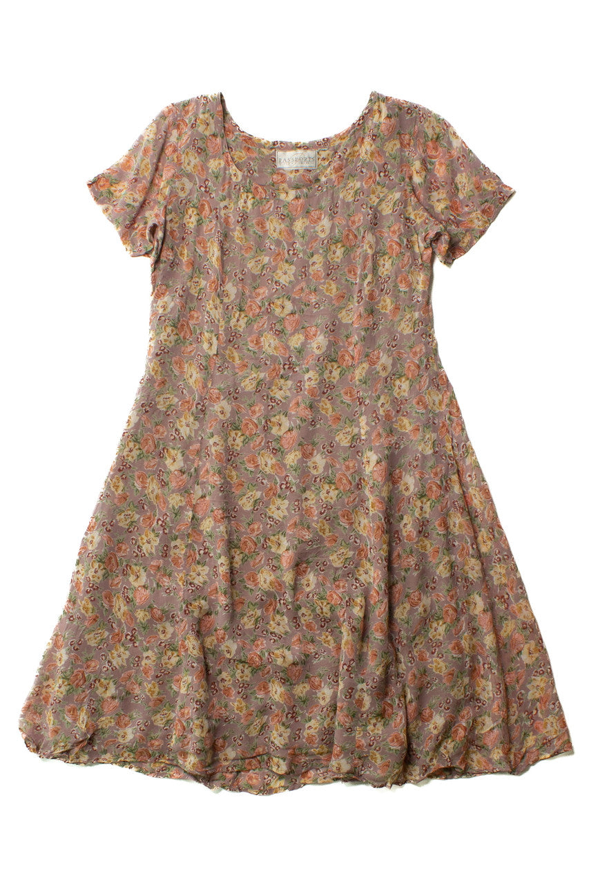 Vintage Passports Mauve Floral Dress (1990s)
